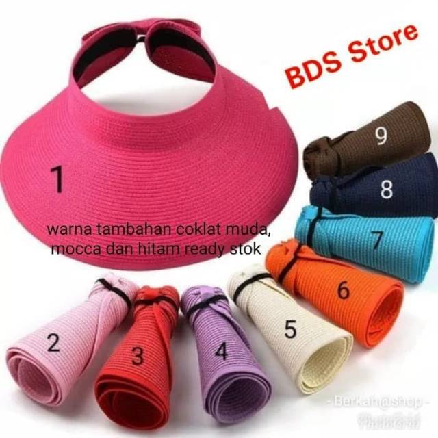 Topi pantai wanita topi lebar lipat (import)