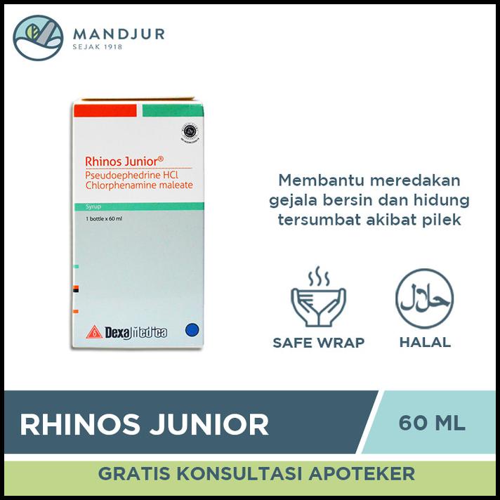 Jual Rhinos Junior Syrup 60 Ml Obat Flu, Pilek, Demam, Hidung