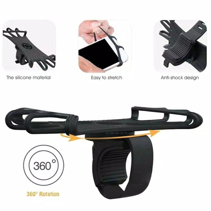 Universal Phone Holder Silicone Sepeda-Tempat HP disepeda