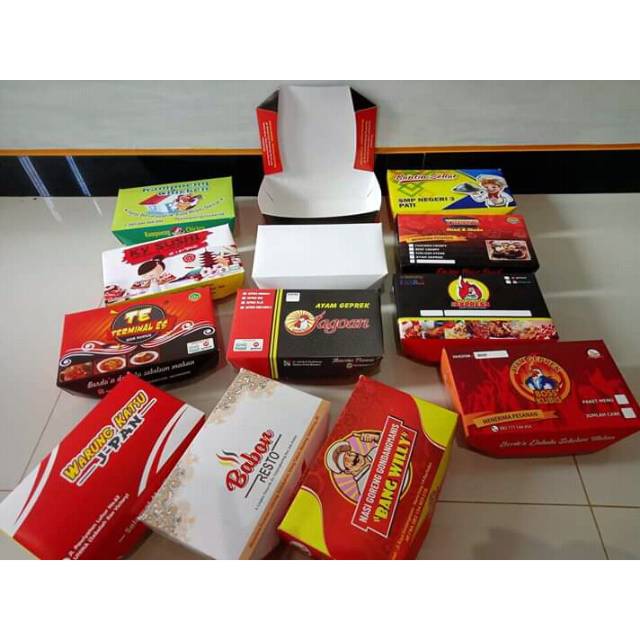 TERMURAH paper lunch box M custom full colour GRATIS DESAIN/sablon ...