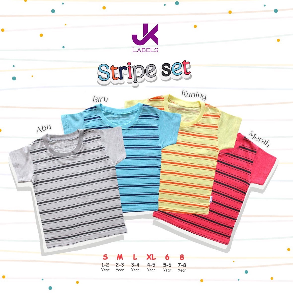 TSHIRT STRIPE SET (1-8 TAHUN)