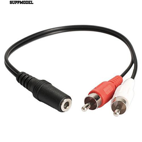 Kabel Adapter Splitter Y 3.5mm 1 / 8 &quot;Stereo Female Ke 2 Male RCA Jack Audio