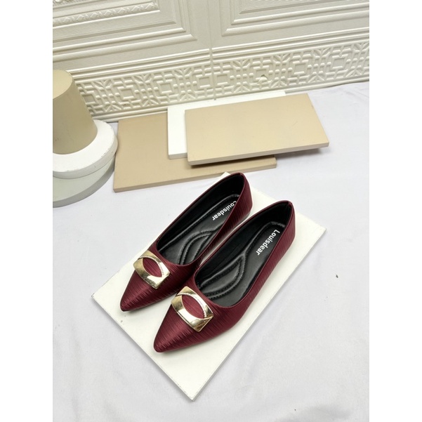 sepatu flat shoes wanita terbaru kekinian pesta LOUISDEAT sepatu flat shoes bahan satin B128