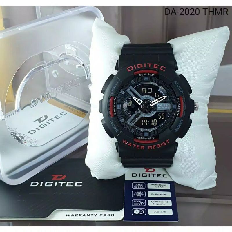 Jam tangan pria digitec DA-2020T dualtime original garansi resmi 1 tahun