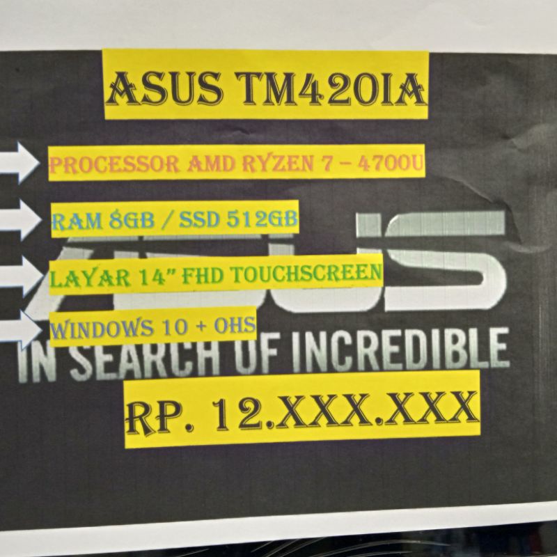 ASUS TM420IA RYZEN 7 4700 8GB SSD 512GB