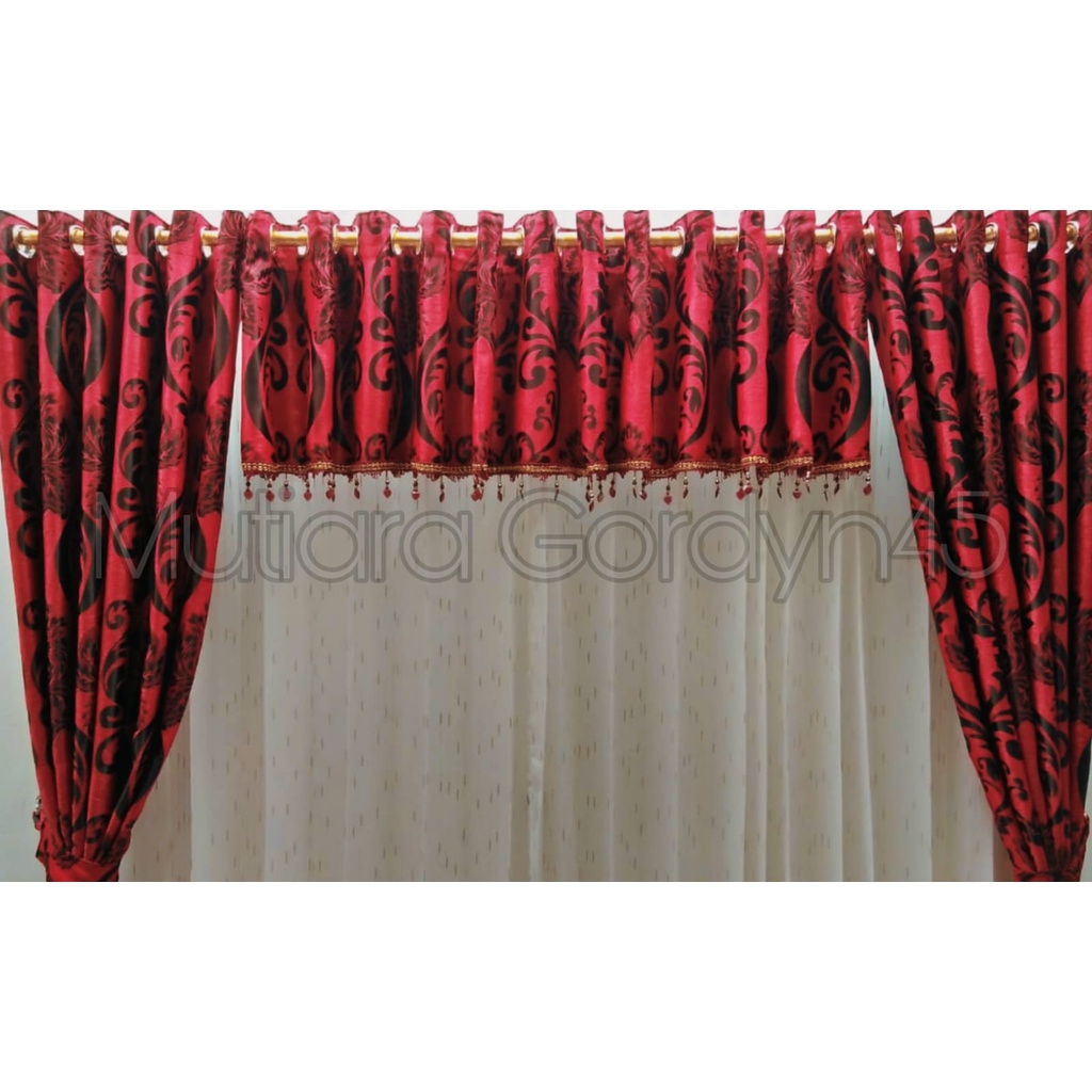 Gorden PONI TIRAINYA SAJA Blackout Floging Bulu Abstrak Merah Hitam