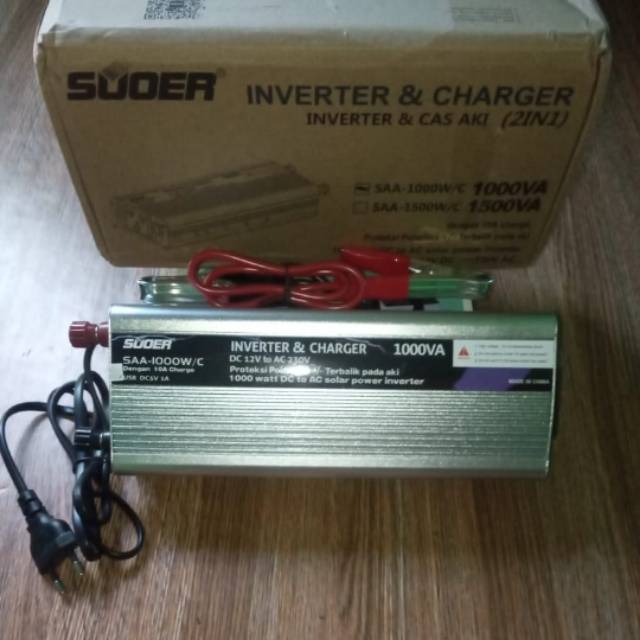 INVERTER 1000W PLUSS CAS ACCU 10A