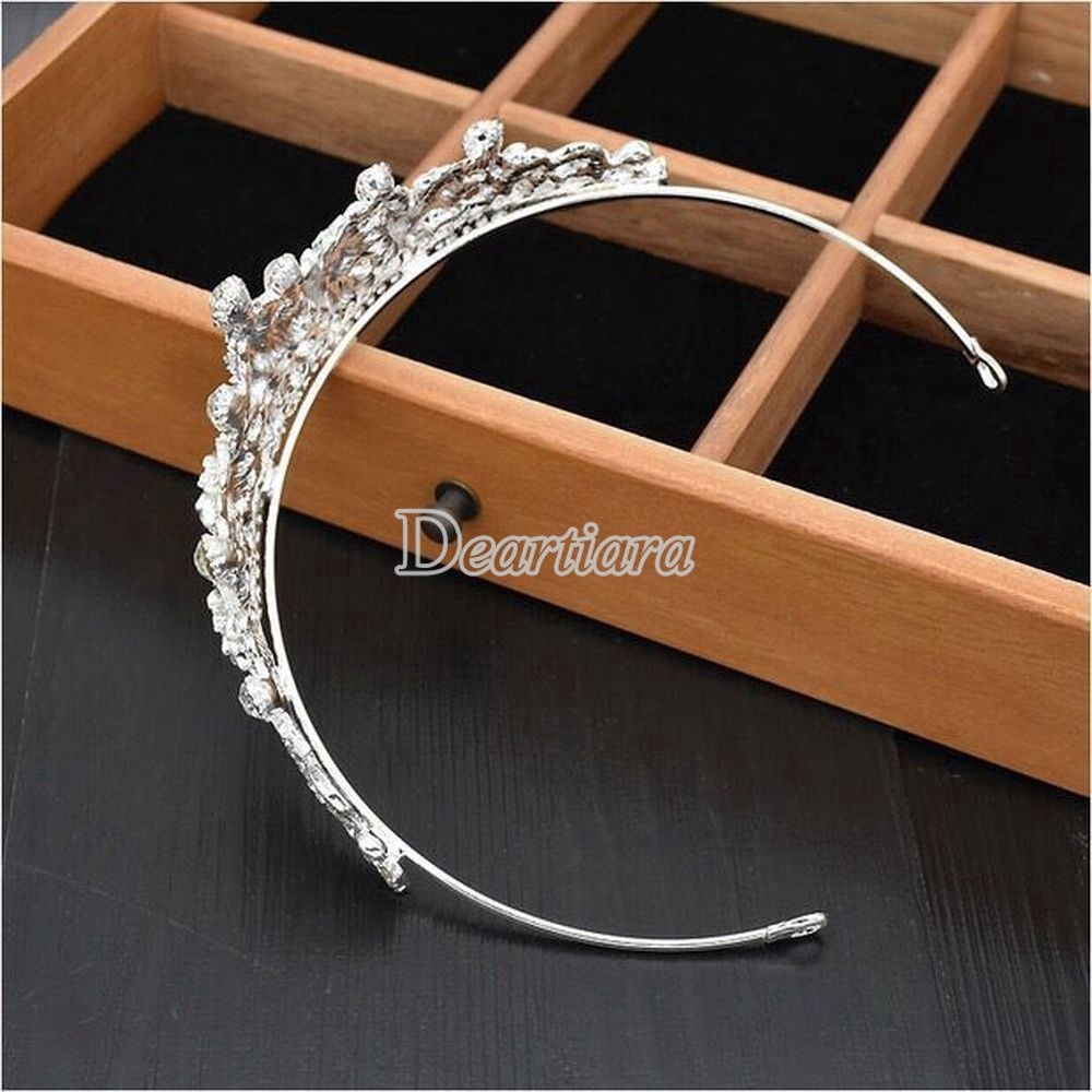 New Fashion Simple Bride Crown Necklace Earrings Three-piece