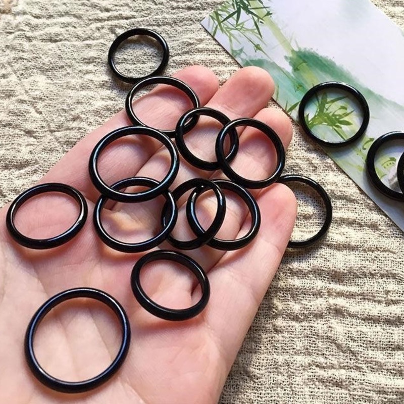 Set Cincin Warna Hitam Gaya Harajuku Korea Untuk Aksesoris