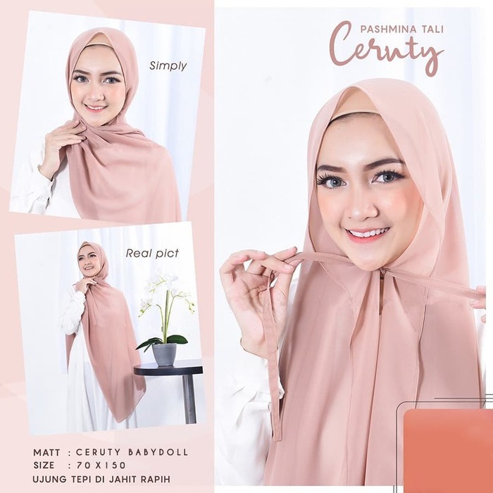 Alny Hijab - 180x75 Jilbab Pashmina Cerutty Babydoll Premium / Pashmina Tali Ceruty Babydoll Tepi Jahit