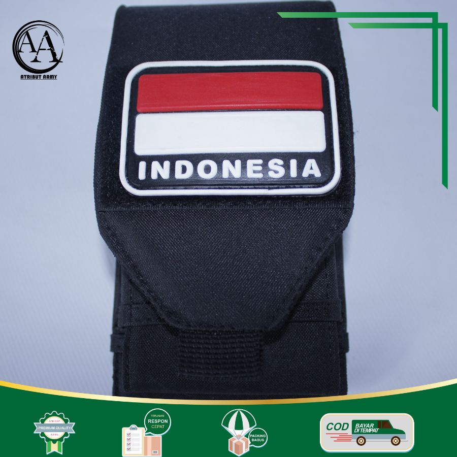 Tempat Sarung HP Pinggang KANVAS TACTICAL Tas Dompet Handphone Pouch Hp Pria bonus Logo karet