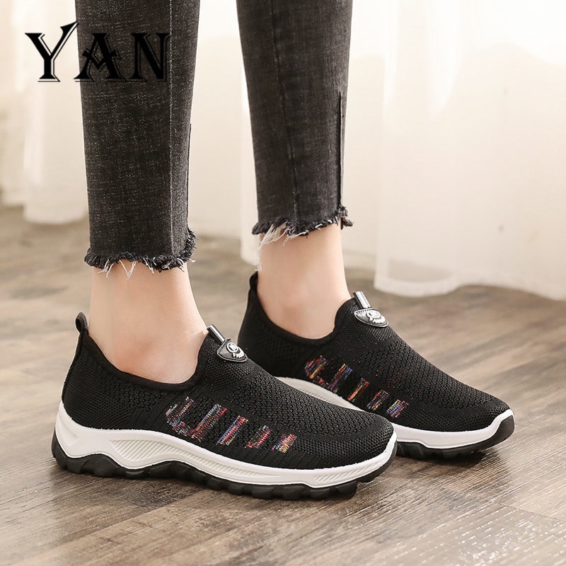 YAN Sepatu Wanita Sepatu Slip On Bernapas Sepatu Sneakers Wanita