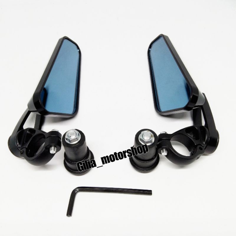 Spion Jalu Circuit Sircuit Bar End Gagang pendek Mirror Biru black Edition Universal Vario,Nmax,PCX,Aerox,Vespa