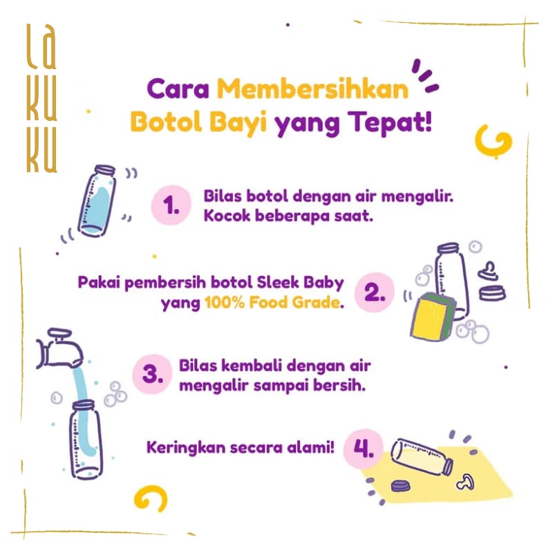 Lakuku - Sleek Baby Sabun Pembersih Botol Susu dan Detergent Cair Laundry Baju Bayi