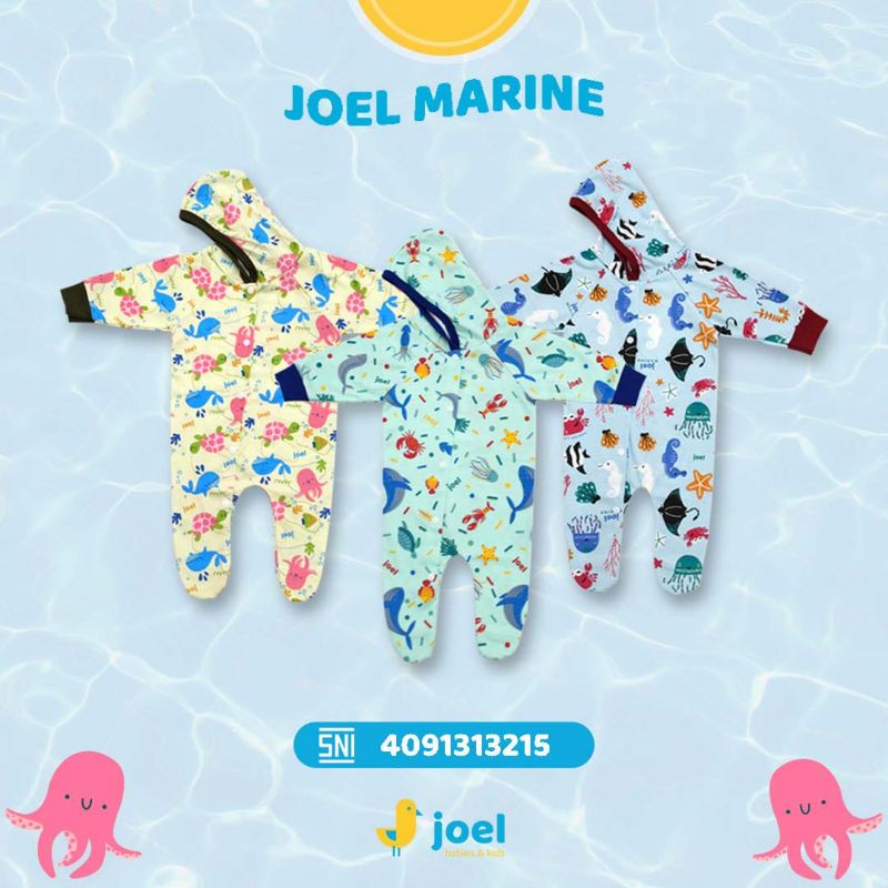 SNI Sleepsuit bayi lengan panjang kaki tutup + kupluk Joel baju bayi sleepsuit footed coverall kaos baju tidur bayi newborn piyama bayi baru lahir jumper jumsuit jumpsuit