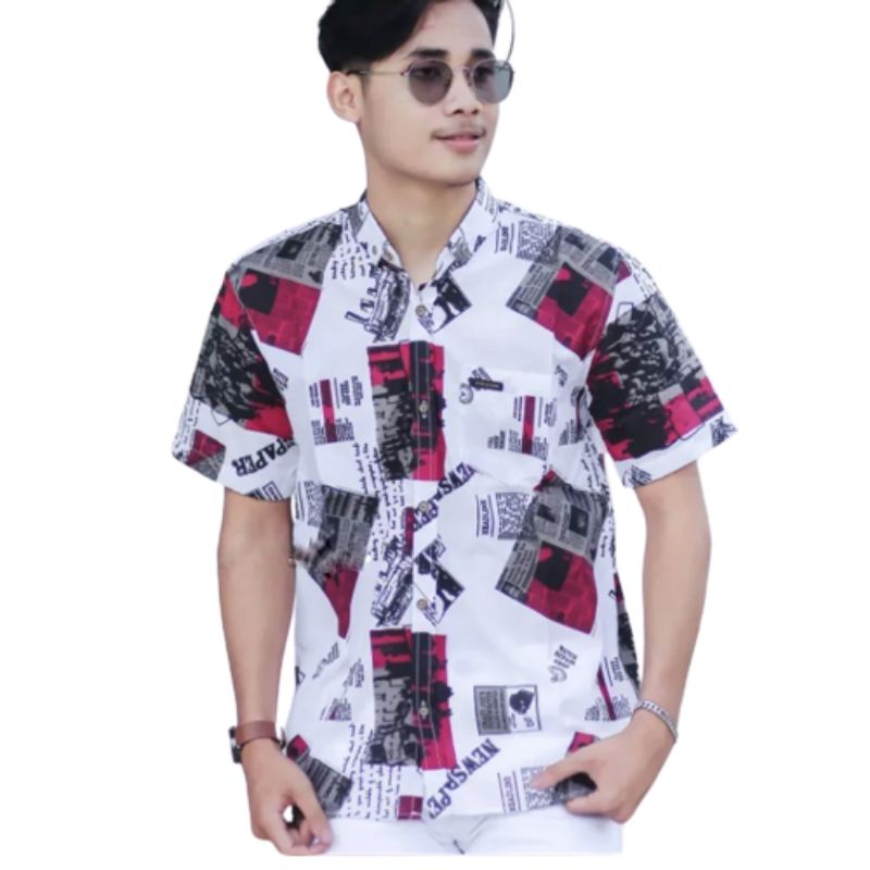 R3GF 13423-87654-89765-89765- Kemeja Surfing Motif Pantai Pria Lengan Pendek Premium Original