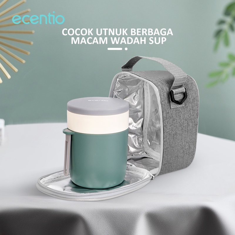 ecentio &amp; FOODI tas bekal makanan aluminium 580ml sup/tas bekal lunch bag/ tas cangkir sup aluminium 650ml/tas termos air panas portable/tas kotak makan set soup cup/lunch bag aluminium foil/tas Tempat makanan