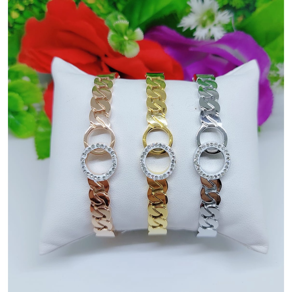 Gelang titanium permata perhiasan fashion 0320