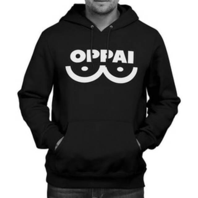 sweater hoodie oppai hitam