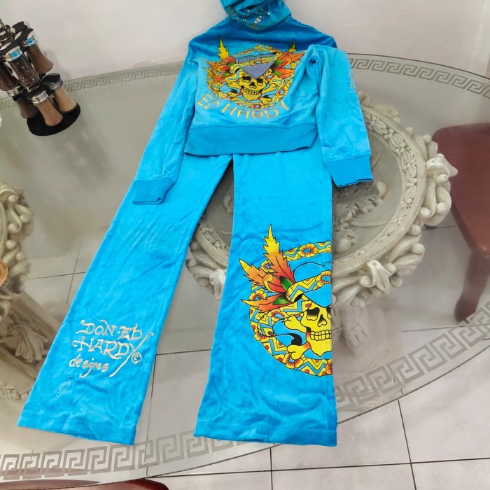Ed Hardy By Christian Audigier Hoodie Blue Murah