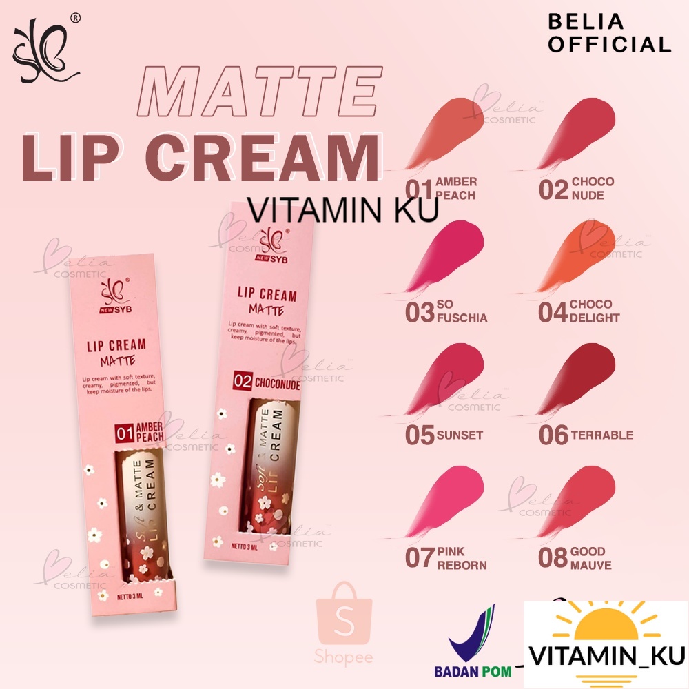 SYB Lip Cream Matte 8 Varian | Lipstick | Lipcream | Lipmatte | BPOM VITAMINKU