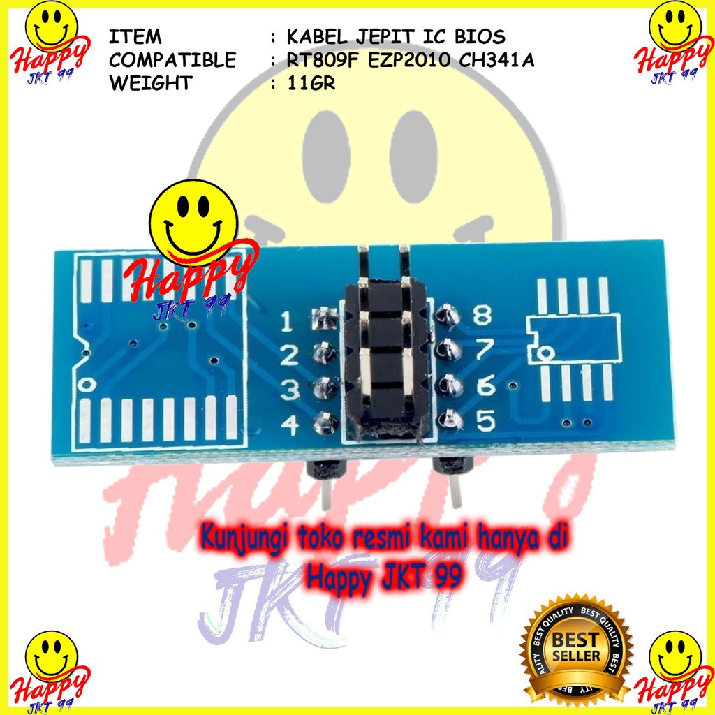 [ HAPPY JKT 99 ] IC Test Clip SOP8 SOIC8 EEPROM Socket Jepit Flash Socket Bios Jepit