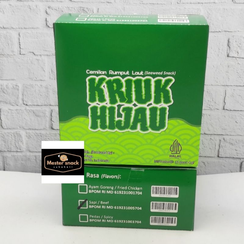 Kriuk Hijau Snack Rumput Laut (1 pack isi 12 pcs)