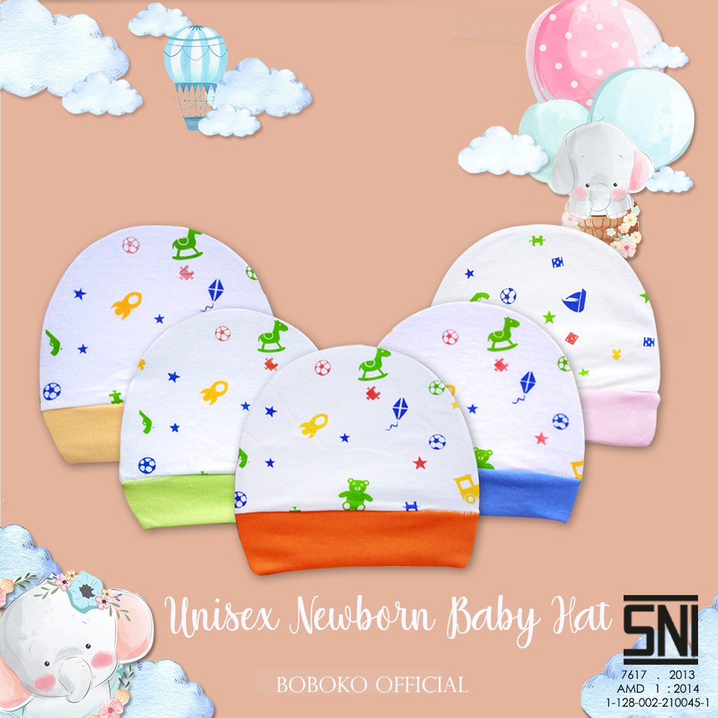 BOBOKO Topi Bayi Newborn Unisex 0-3 bulan