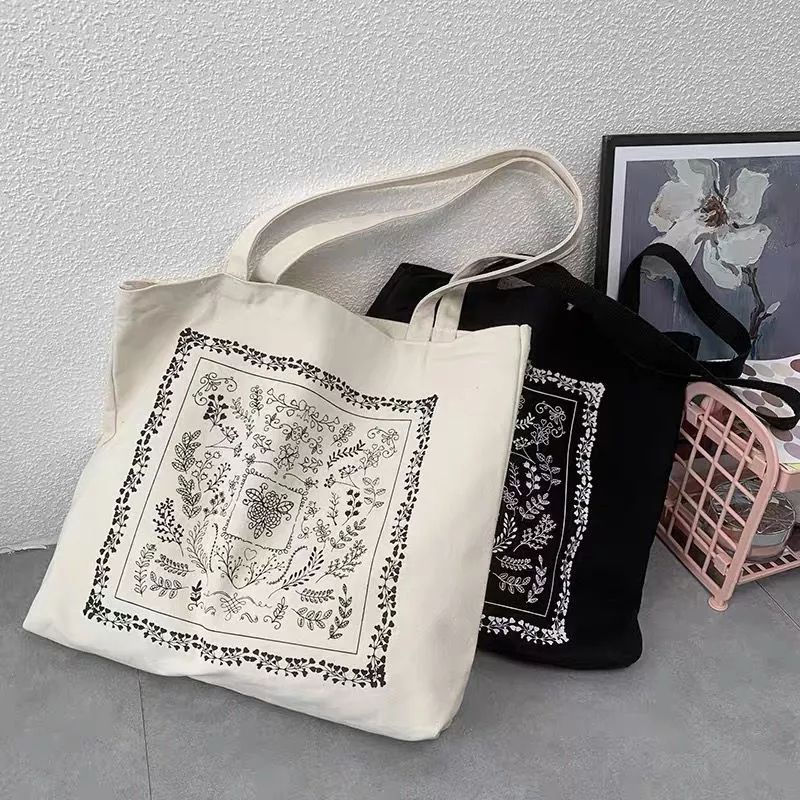 Rizkibag Bunga - Totebag Wanita Aesthestic Pakai Resleting