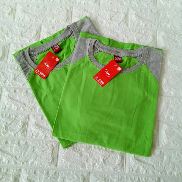 Kaos Polos Reglan 3/4 Hijau Pucuk Lengan Abumisty uk M L XL XXL