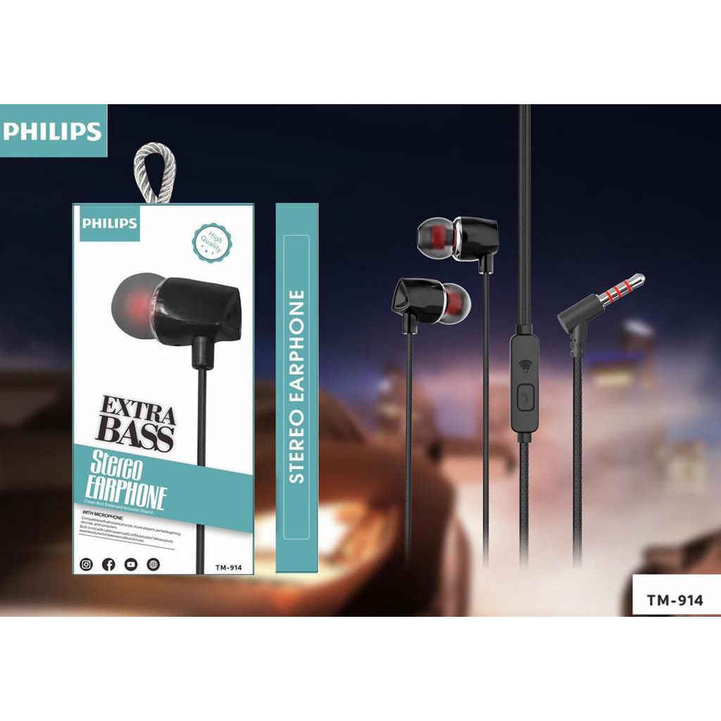 PROMO HANDSFREE PHILIPS EARPHONE PHILIPS SERIES TM911/TM912/TM913/TM914/TM915/TM916 EXTRA BASS SUARA JERNIH BERSIH