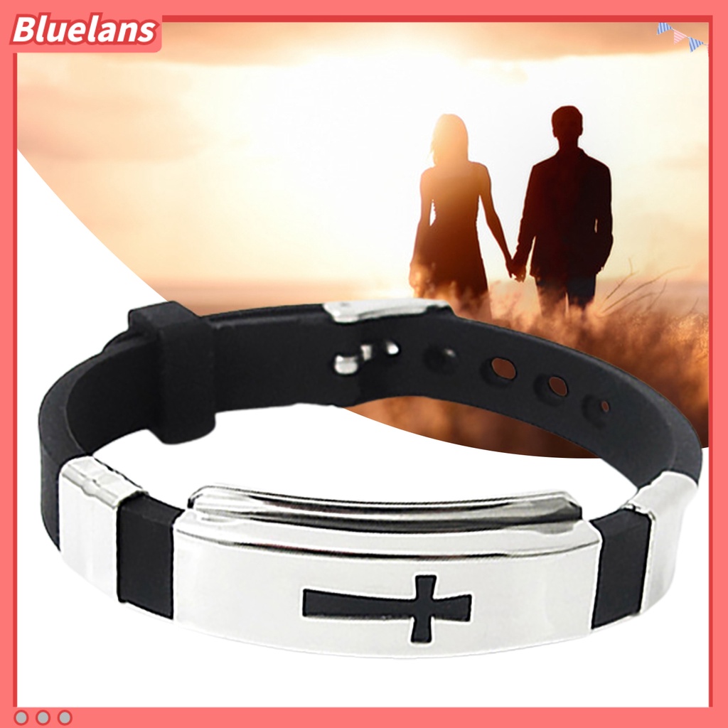 Bluelans Unisex Cross Pattern Stainless Steel All-match Bangle Bracelet