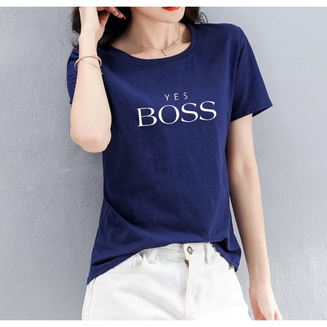 KAOS DISTRO YESS BOSS / KAOS POLOS / TSHIRT / T-SHIRT / ATASAN WANITA / FASHION WANITA / HYPE / OOTD
