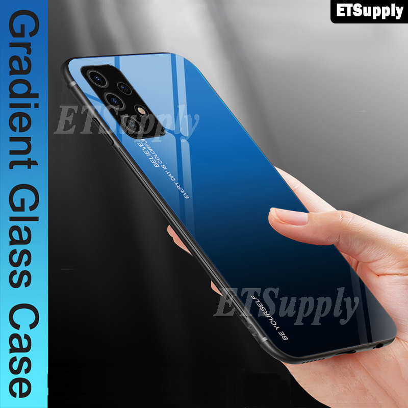 Kaca Gradient Phone Case Untuk Samsung Galaxy Tempered Glass Case Aurora A72 Mirror Cover Cover Cove