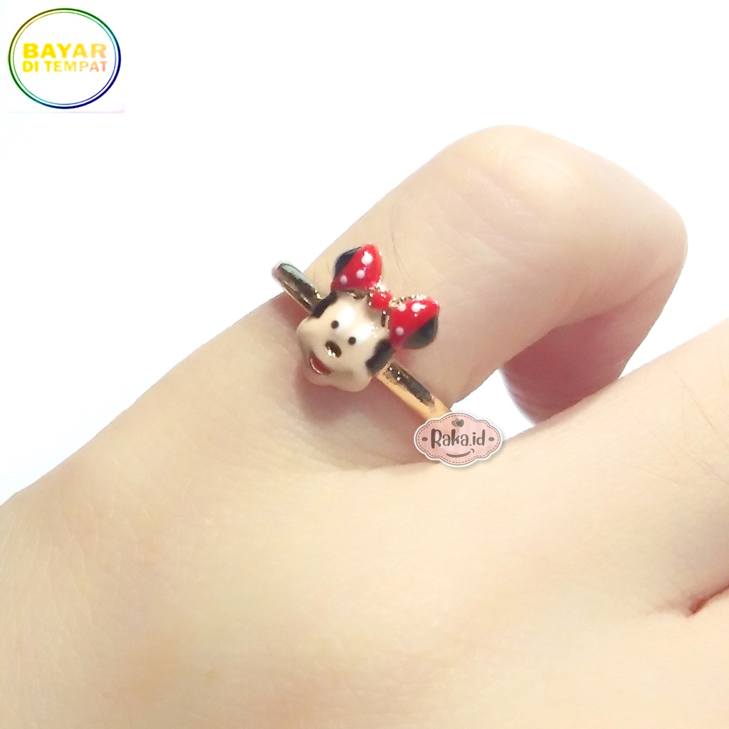 Cincin Anak Motif Kepala Minnie Pita Dot Merah Perhiasan Cantik Anak 1127