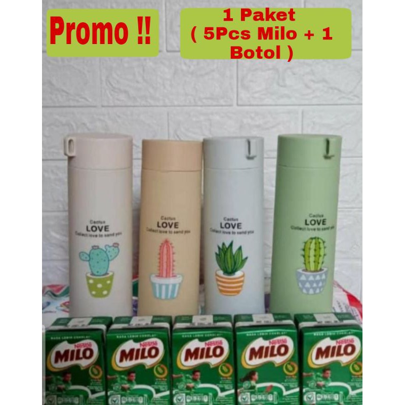 

Promo !! 1 Paket ( 5pcs Milo 110ml + 1 Botol Minum )