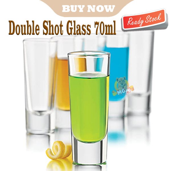 DOUBLE Shot Gelas Shot Tall 10cm shot Glass 70ml shooter Clear Glass