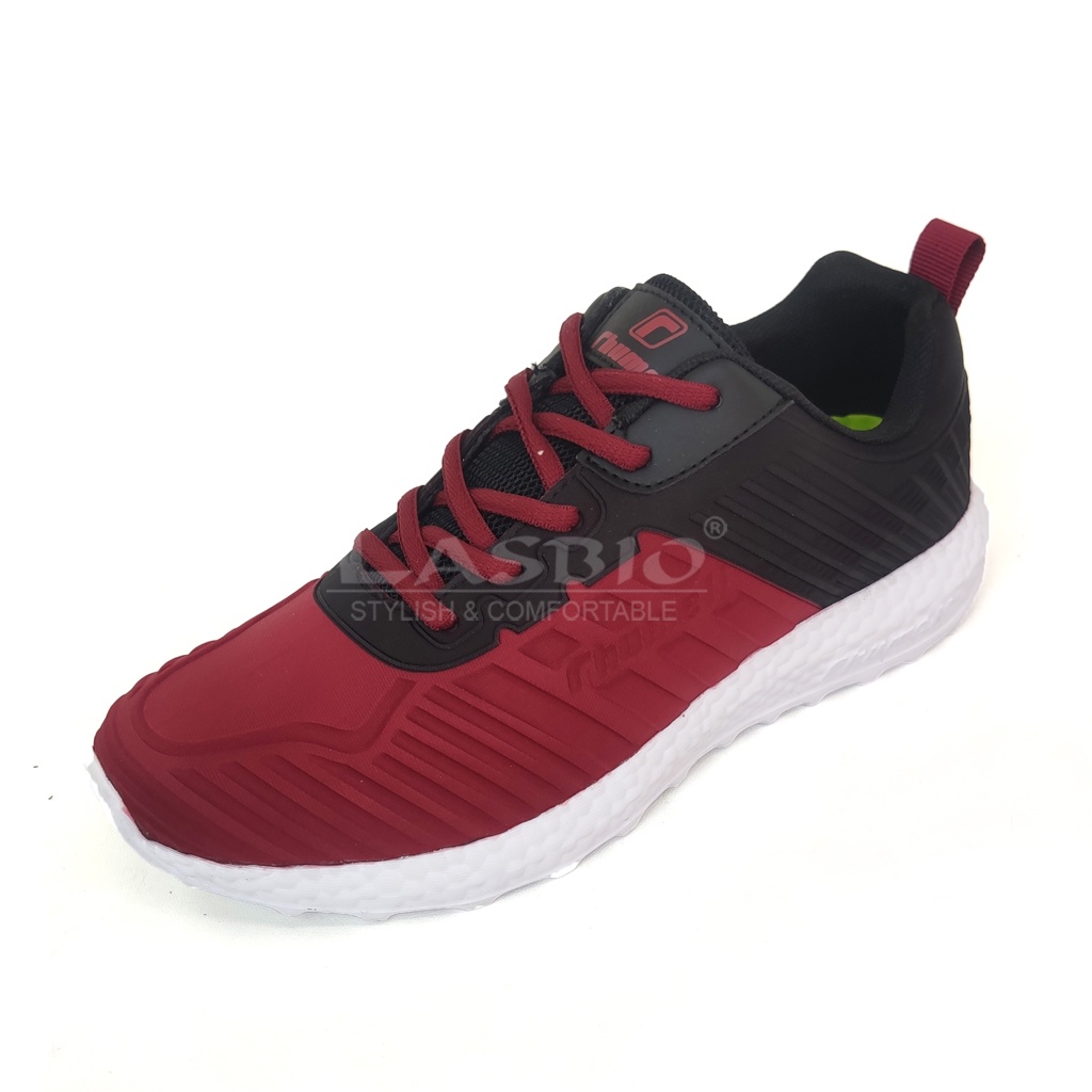 Sepatu Sneakers Running Hitam Maroon Pria Rhumell - Fighter Maroon/Black