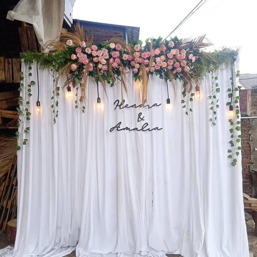 (BACKDROP TEMPEL TEMBOK) Dekorasi Lamaran, Backdrop Akad, Photobooth murah-SEWA