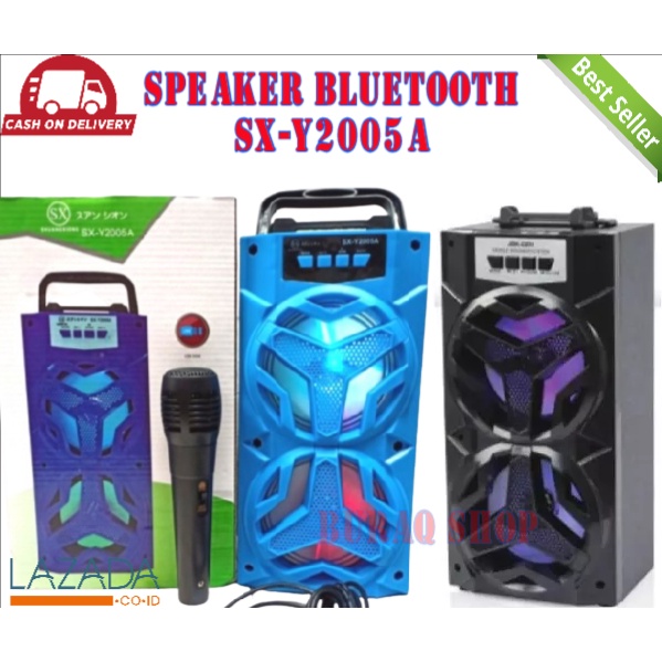 TERLARIS ~ Speaker Bluetooth SX-Y2005A // Speaker Bluetooth Portable Bonus Mic // Speaker Murah // S