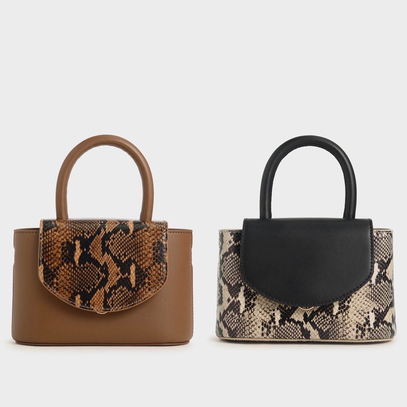 C762 Cnk Snake Print Leather Cylinder Bag ORIGINAL