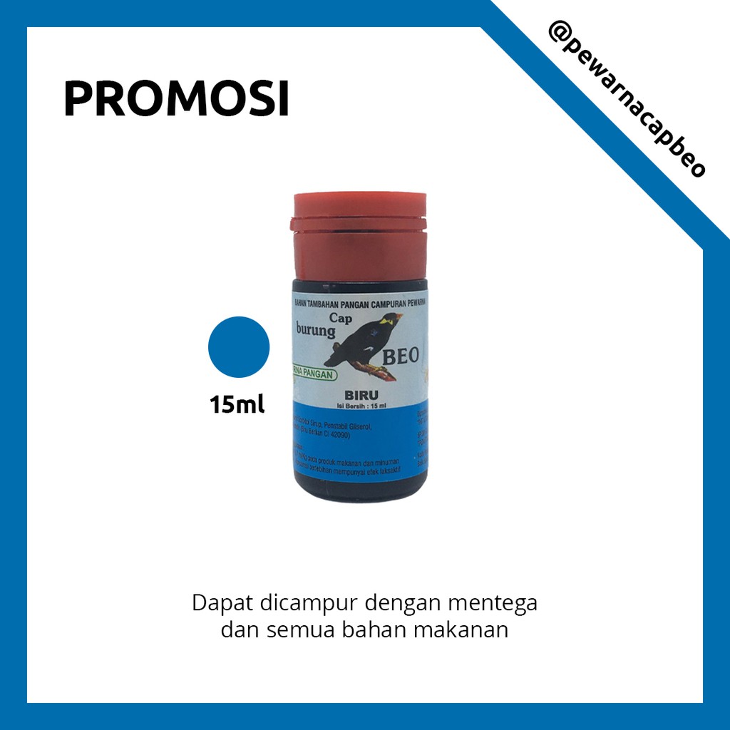 

PEWARNA MAKANAN MURAH Warna Biru 15ml Cap Beo