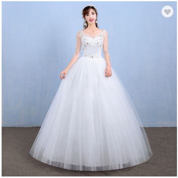 Gaun pengantin lengan panjang putih wedding dress