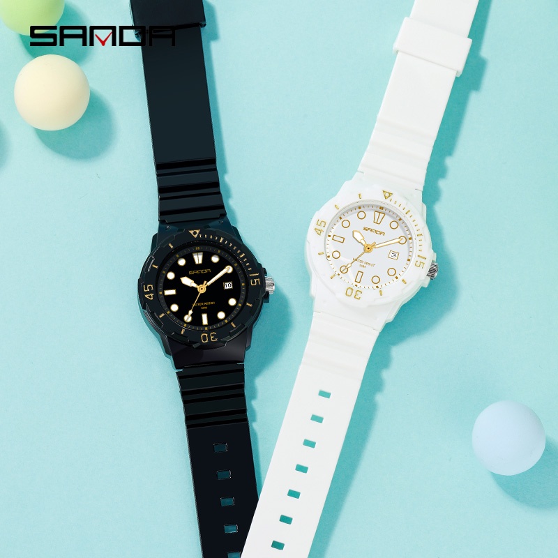 SANDA 6039 Jam Tangan Wanita Analog Tali Rubber Luminous Anti Air WATCHKITE WKOS