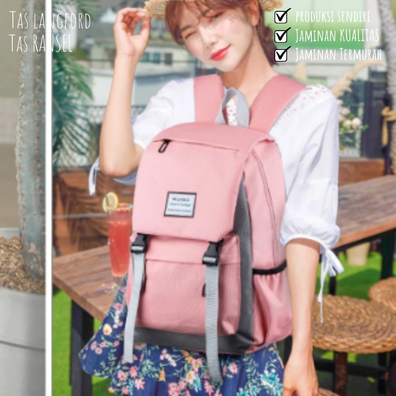 Tas Ransel Backpack Punggung Bahu Model Fashion Multifungsi Backpack Stylish Kekinian Import Korea Terbaru Sekolah Kuliah Kerja Liburan Travelling Perempuan Wanita Cewek 002