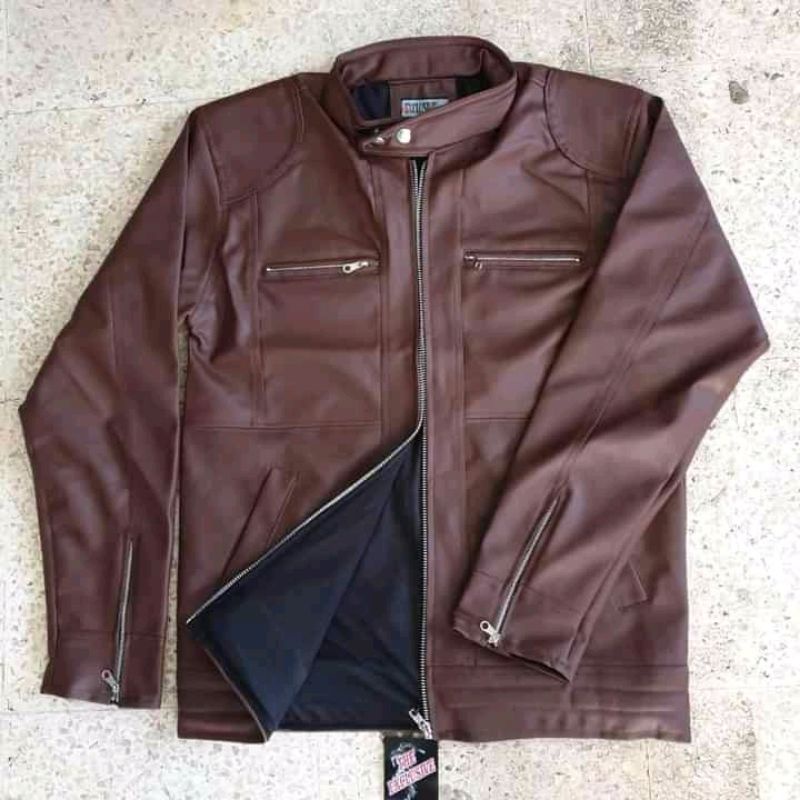 Jaket Kulit Semi Pria Model Terbaru Jaket Kulit Asli Model Mandarin Jaket Casual Pria Model Slimpit Jaket Motor Pria Anti Air Anti Angin