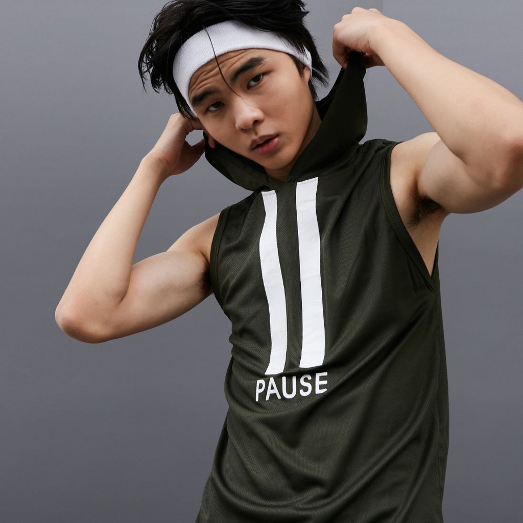 DONSON Sportswear Hoodie Singlet Sleeveless Tank Top Pause Army