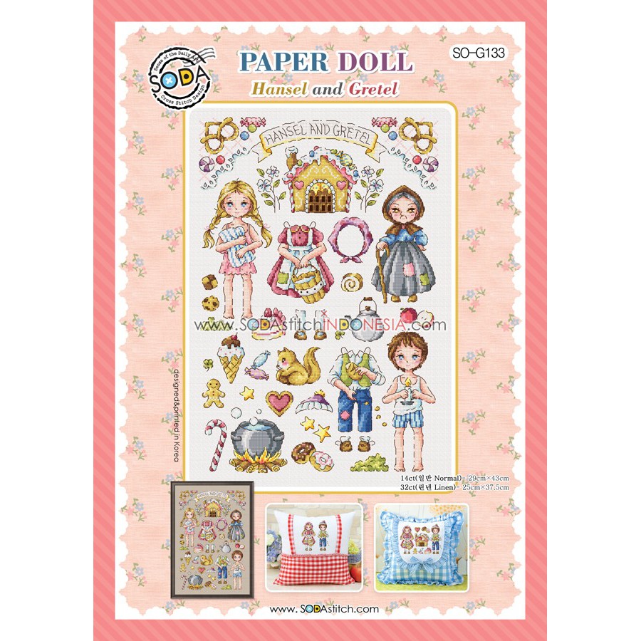 Paket DIY Craft Sulam Kristik Strimin Sodastitch SO-G133 - Paper Doll : Hansel and Gretel