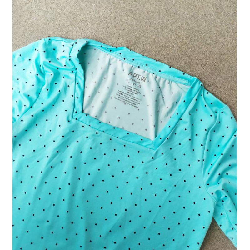 Apt.9 intimates blue polka little neck box blouse