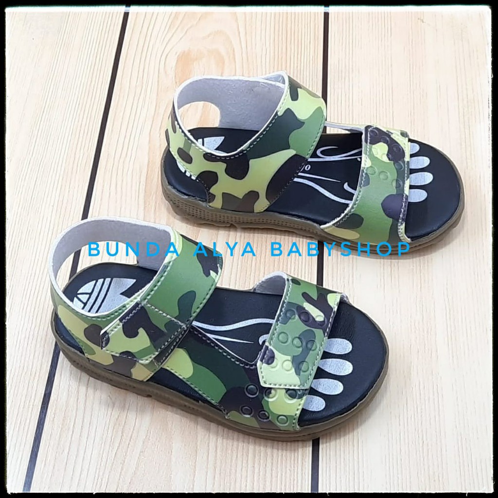 Sendal Anak Laki Laki Usia 6 Bulan 1 Tahun Size 22 - 23- Sendal Gunung Anak Cowok Alas Karet Loreng HIJAU II Army Alas Karet Anti Licin